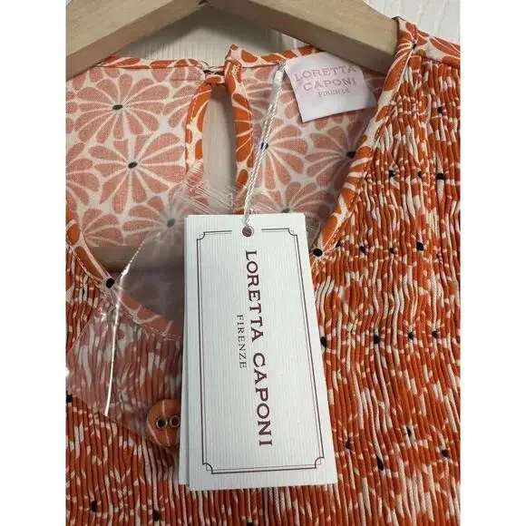 LORETTA CAPONI Lea Dress Orange Daises $759 NWT Extra Small XS Tuckernuck - Picture 6 of 9